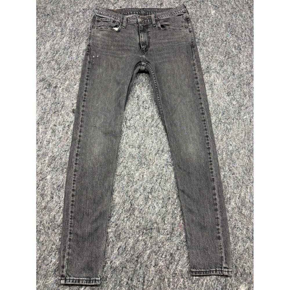 Levis 511 Slim Fit Jeans Mens 33x32 Faded Black WaterLess Denim Pants Distressed
